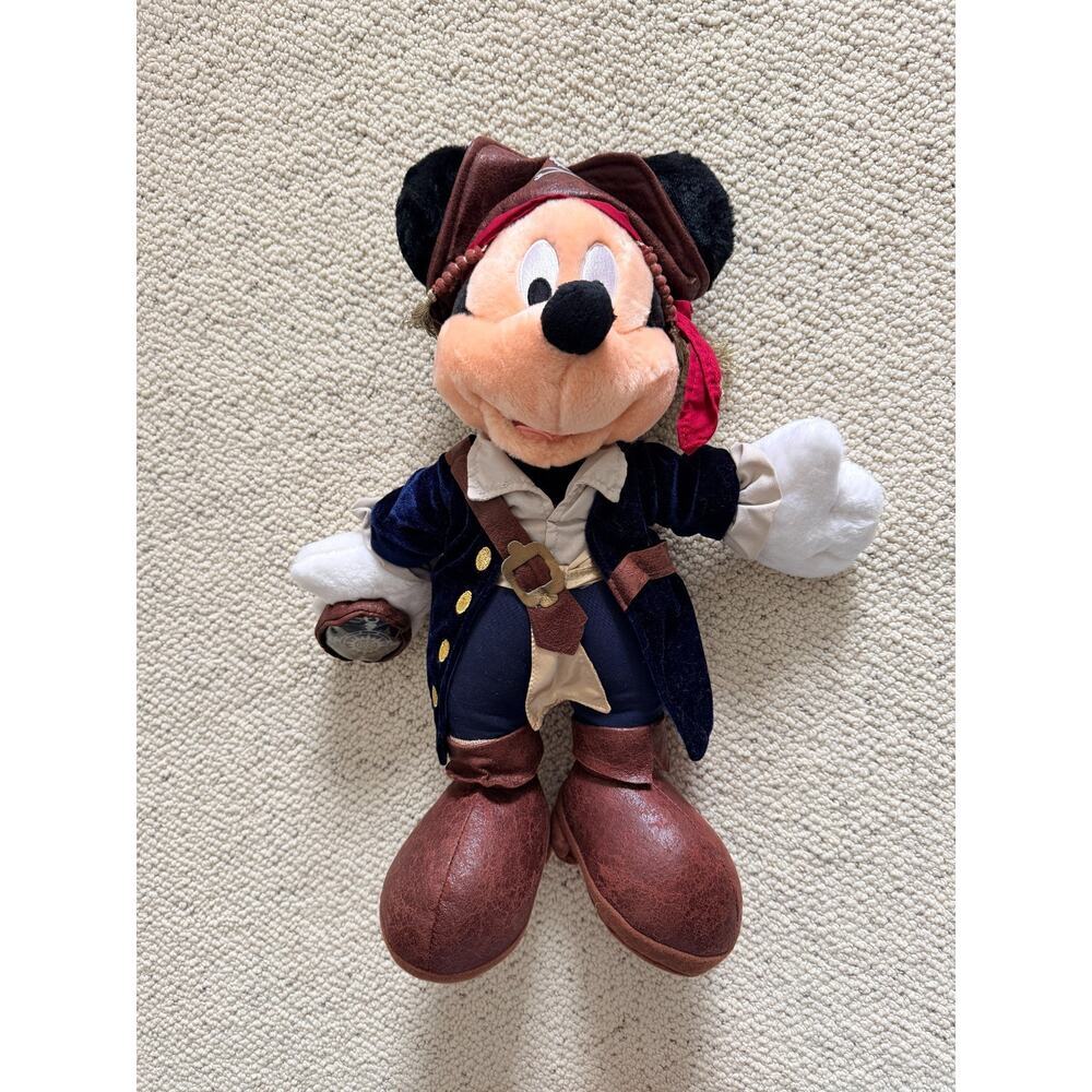 Disney Parks Mickey Mouse Jack Sparrow Pirate Plush 15" Pirates Caribbean NWT